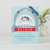 Shark Light Blue Pool Boy Foto Verjaardag Kaart (Staand voorkant)