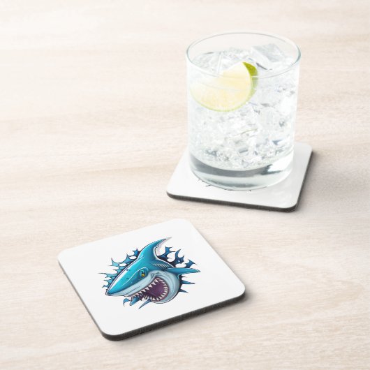 Shark logo T-Shirt Bier Onderzetter (Rechterzijde)