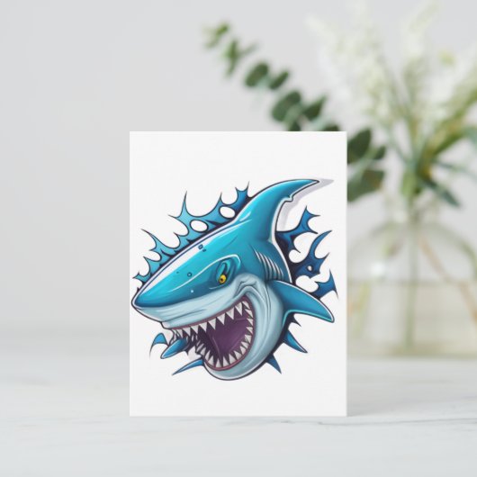 Shark logo T-Shirt Briefkaart (Staand voorkant)