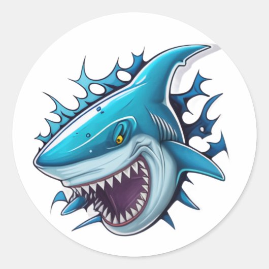 Shark logo T-Shirt Ronde Sticker (Voorkant)