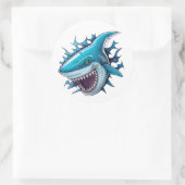 Shark logo T-Shirt Ronde Sticker (Tas)