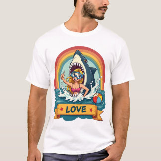 Shark Love – Funny Cartoon Beach T-shirt