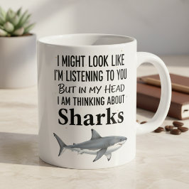 Shark Lover Funny Coffee Mug Thinking Sharks Koffiemok