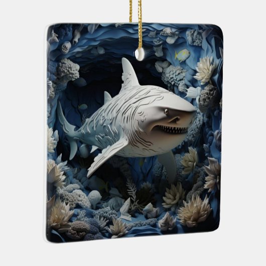 Shark Lover Gift Kerstmis Keramisch Ornament (Rechts)