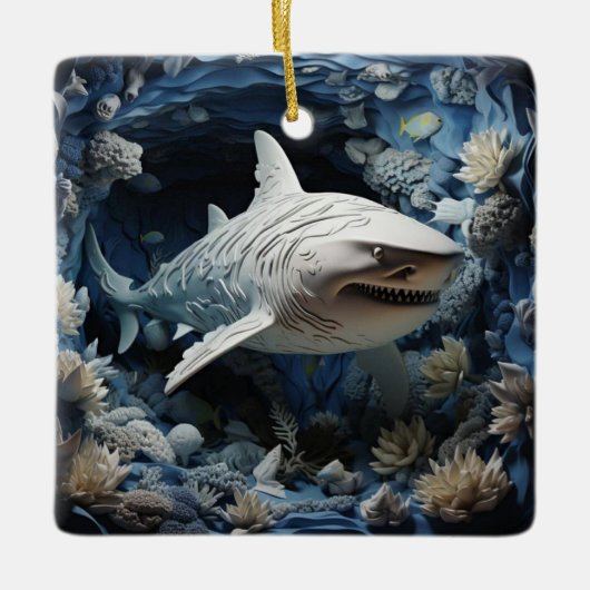Shark Lover Gift Kerstmis Keramisch Ornament (Voorkant)