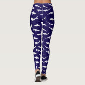 Shark Lover Navy blauw en wit patroon Leggings (Achterkant)