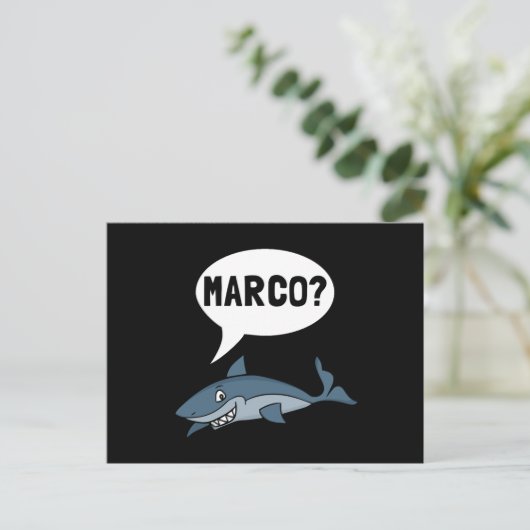 Shark Marco Polo Ocean Vacation Funny Briefkaart (Staand voorkant)