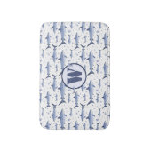 Shark Marine Life Zee Blue Waterverf Monogram Badmat (Voorkant Verticaal)