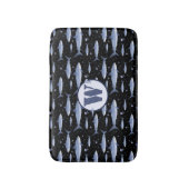 Shark Marine Life Zee Blue Waterverf Monogram Badmat (Voorkant Verticaal)