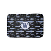 Shark Marine Life Zee Blue Waterverf Monogram Badmat (Voorkant)