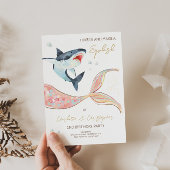 Shark Mermaid Joint Theme Invitation Kaart