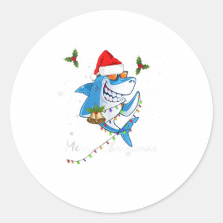 Shark Merry kerstcadeau voor jongens Kinder Ronde Sticker