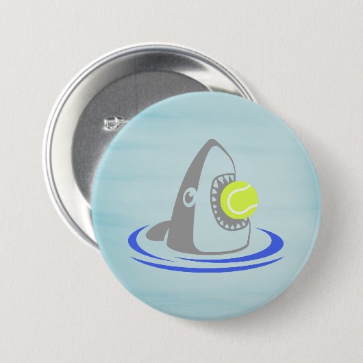 Shark met Tennis Ball Ronde Button 7,6 Cm (Voorkant /achterkant)