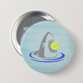Shark met Tennis Ball Ronde Button 7,6 Cm
