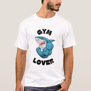 Shark Mode Gym T-Shirt – White Edition voor Fitnes