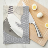 Shark Mode Suit Waterverf Illustratie K Theedoek (Quarter Fold)