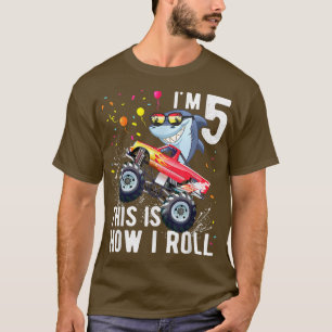 Shark Monster Truck 5th Birthday Boys and Girls T-shirt