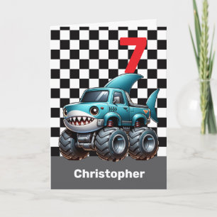 Shark Monster Truck 7e verjaardag Kaart