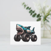 Shark Monster Truck Feestdagenkaart (Staand voorkant)