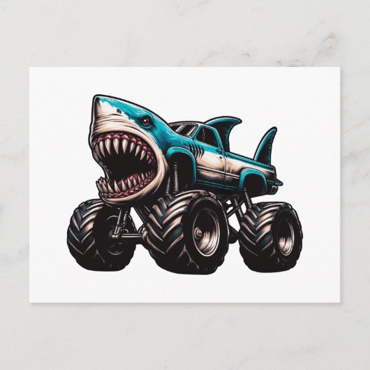 Shark Monster Truck Feestdagenkaart (Voorkant)