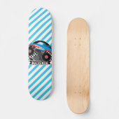 Shark Monster Truck; geruite vlag; blauwe strepen Persoonlijk Skateboard (Voorkant)