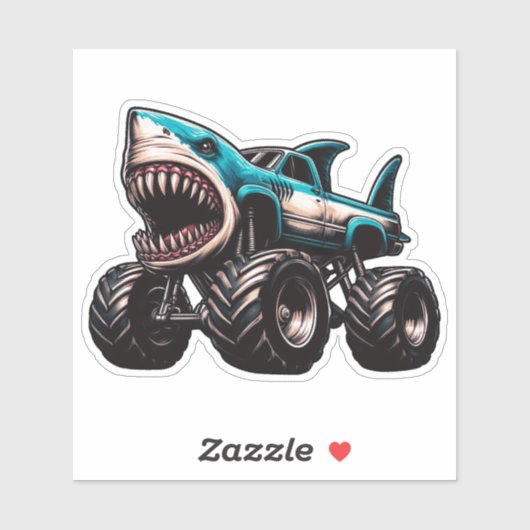 Shark Monster Truck Sticker (Vel)