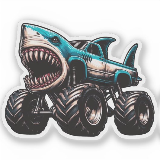 Shark Monster Truck Sticker (Voorkant)
