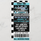 Shark Monster Truck Ticket Verjaardag Uitnodiging (Voorkant / Achterkant)