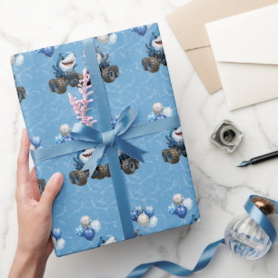 Shark Monster Truck Verjaardagsfeest Cadeaupapier