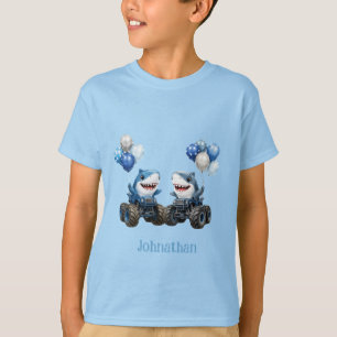 Shark Monster Truck Verjaardagsfeest T-shirt