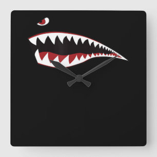Shark Mouth Art Symbol - Gift for Shark Lover Vierkante Klok