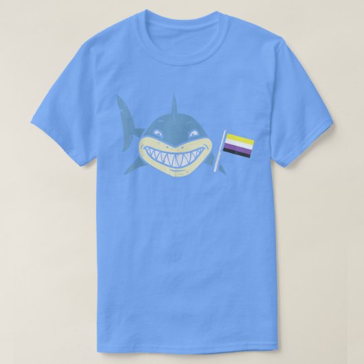 Shark Nonbinary Flag Funny Enby NB Pride LGBTQ Men T-shirt (Design voorkant)