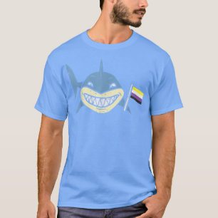 Shark Nonbinary Flag Funny Enby NB Pride LGBTQ Men T-shirt