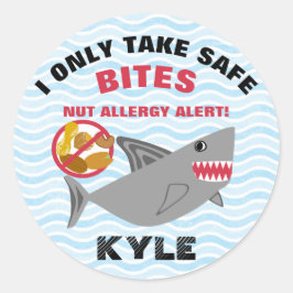Shark Nut Allergy Alert Gepersonaliseerd Schattige Ronde Sticker