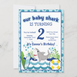 Shark Ocean Beach 2e verjaardag Colorful Invitatio Kaart
