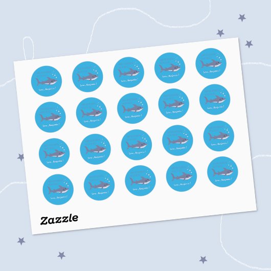 Shark Ocean Birthday Blue Favoriet Sticker