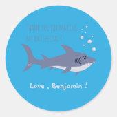 Shark Ocean Birthday Blue Favoriet Sticker (Voorkant)