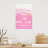 Shark Ocean Pink Baby shower Welcome Poster (Keuken)