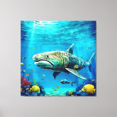 Shark Ocean Predator Art Canvas Afdruk (Voorkant)