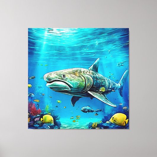 Shark Ocean Predator Art Canvas Afdruk (Voorkant)