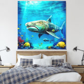 Shark Ocean Predator Art Canvas Afdruk (Insitu (Slaapkamer))