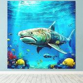 Shark Ocean Predator Art Canvas Afdruk (Insitu (Houten vloer))