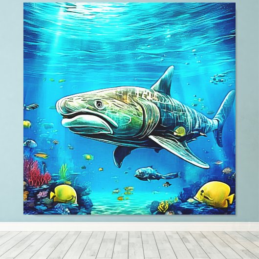 Shark Ocean Predator Art Canvas Afdruk (Insitu (Houten vloer))
