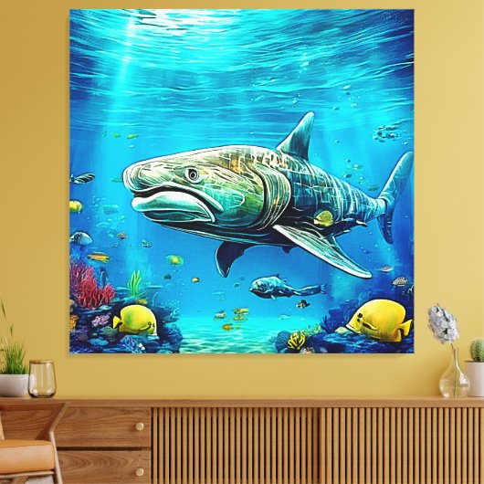 Shark Ocean Predator Art Canvas Afdruk (Insitu (Woonkamer))