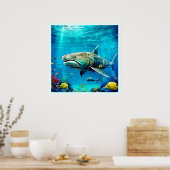 Shark Ocean Predator Art Poster (Keuken)