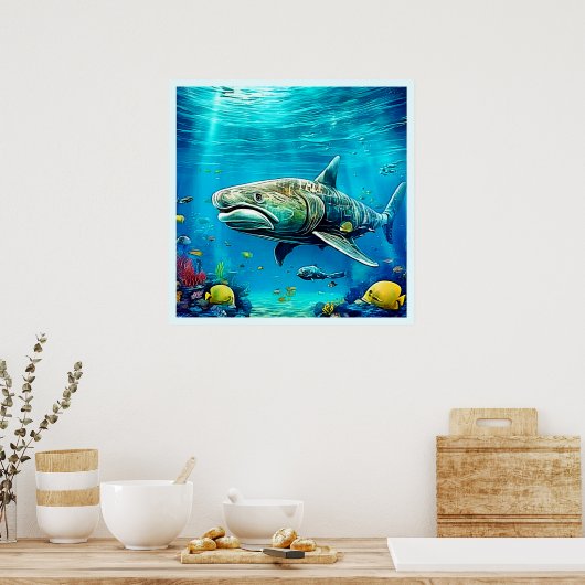 Shark Ocean Predator Art Poster (Keuken)