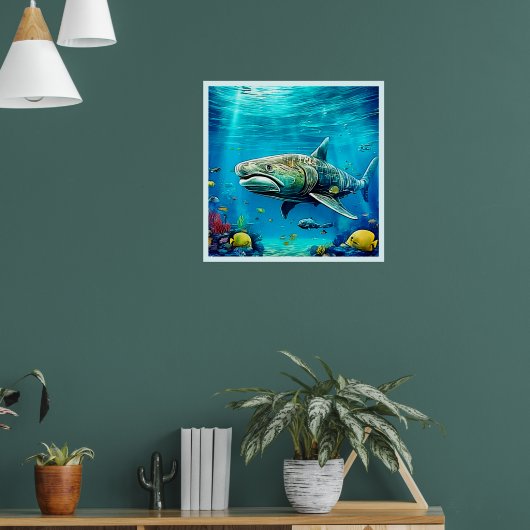 Shark Ocean Predator Art Poster (Woonkamer 1)