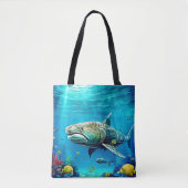 Shark Ocean Predator Art Tote Bag (Voorkant)