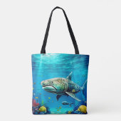 Shark Ocean Predator Art Tote Bag (Achterkant)