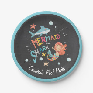 Shark- of Mermaid Birthday Paper Bord Pool party